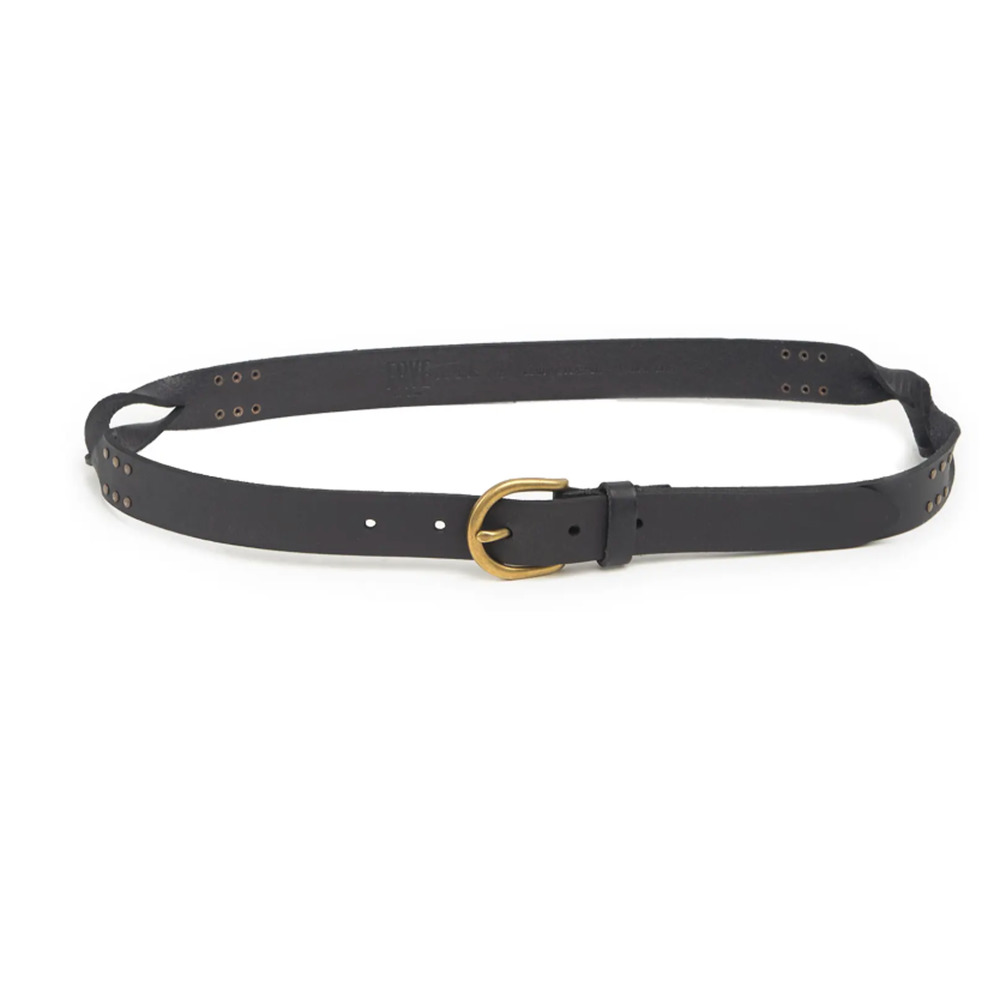 NEW FRYE Black D-Ring Twisted Stud Leather Belt size large